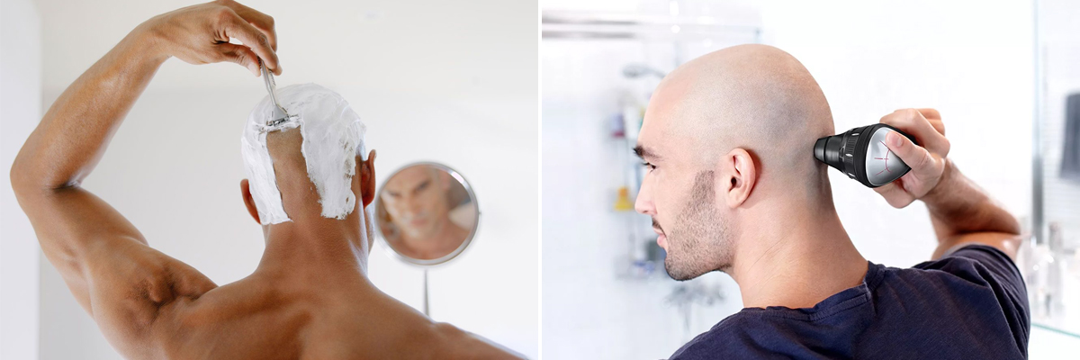 як голити голову за допомогою станка або електробритви